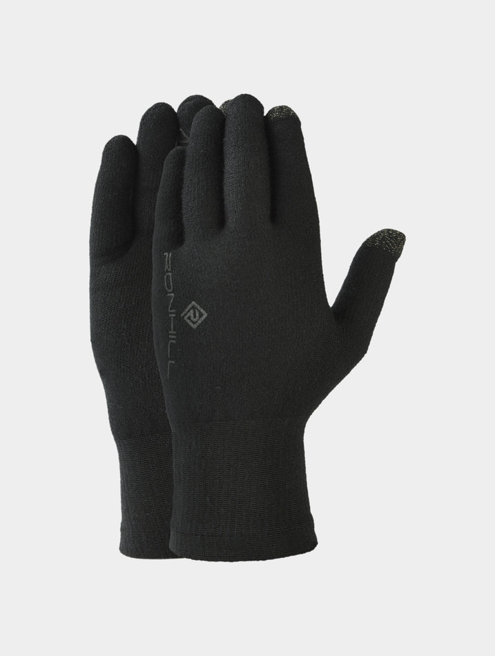 plain black merino running glove