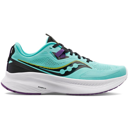 Saucony Guide 15 Women's stability running shoe turquoise, black, and white