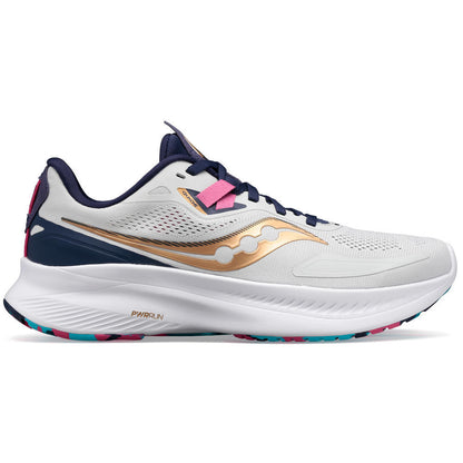 Saucony Guide 15 women's stability running shoes, grey, dark blue, gold white