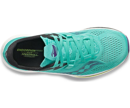 Saucony endorphin pro 2. Aqua green with black and yellow designs