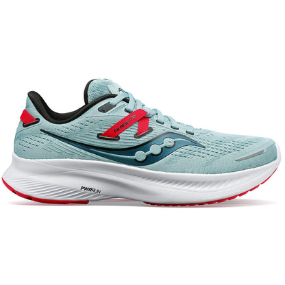 Saucony Guide 16 women's stability running shoe light blue, red, white