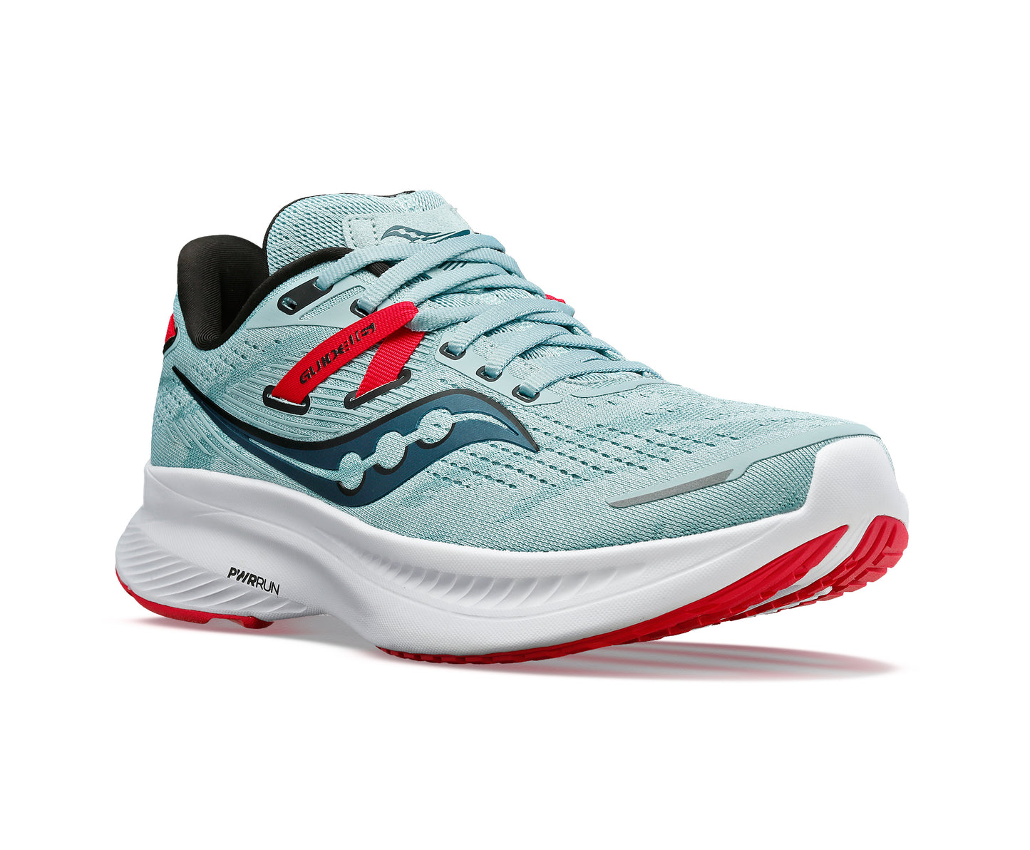 Saucony Guide 16 women's stability running shoe light blue, red, white