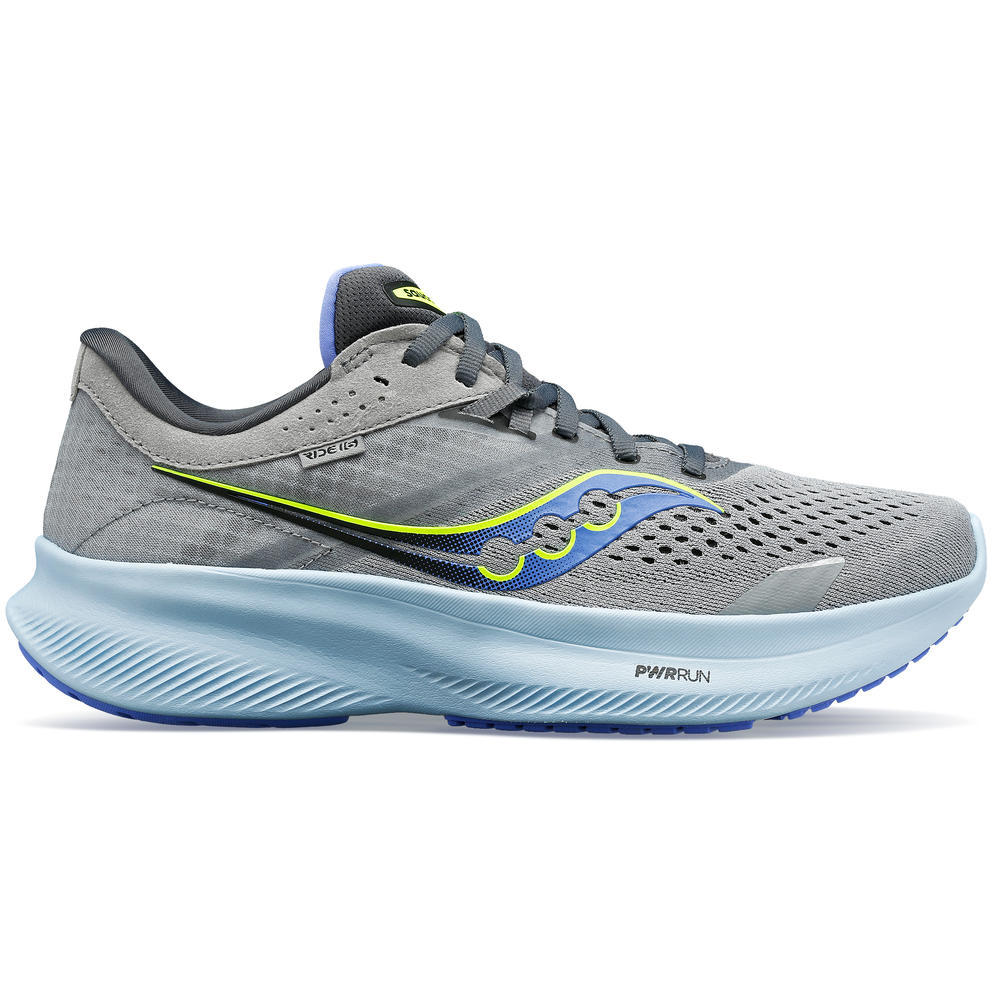 Saucony Ride 16 women's gray and blue stable neutral running shoe