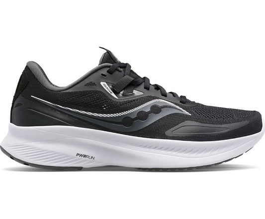Saucony Men's Guide 15 wide fit stability running shoe black and white