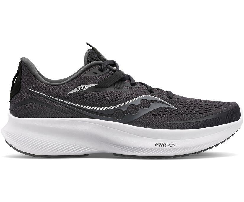 Saucony Ride 15 Wide fit neutral running shoes black and white