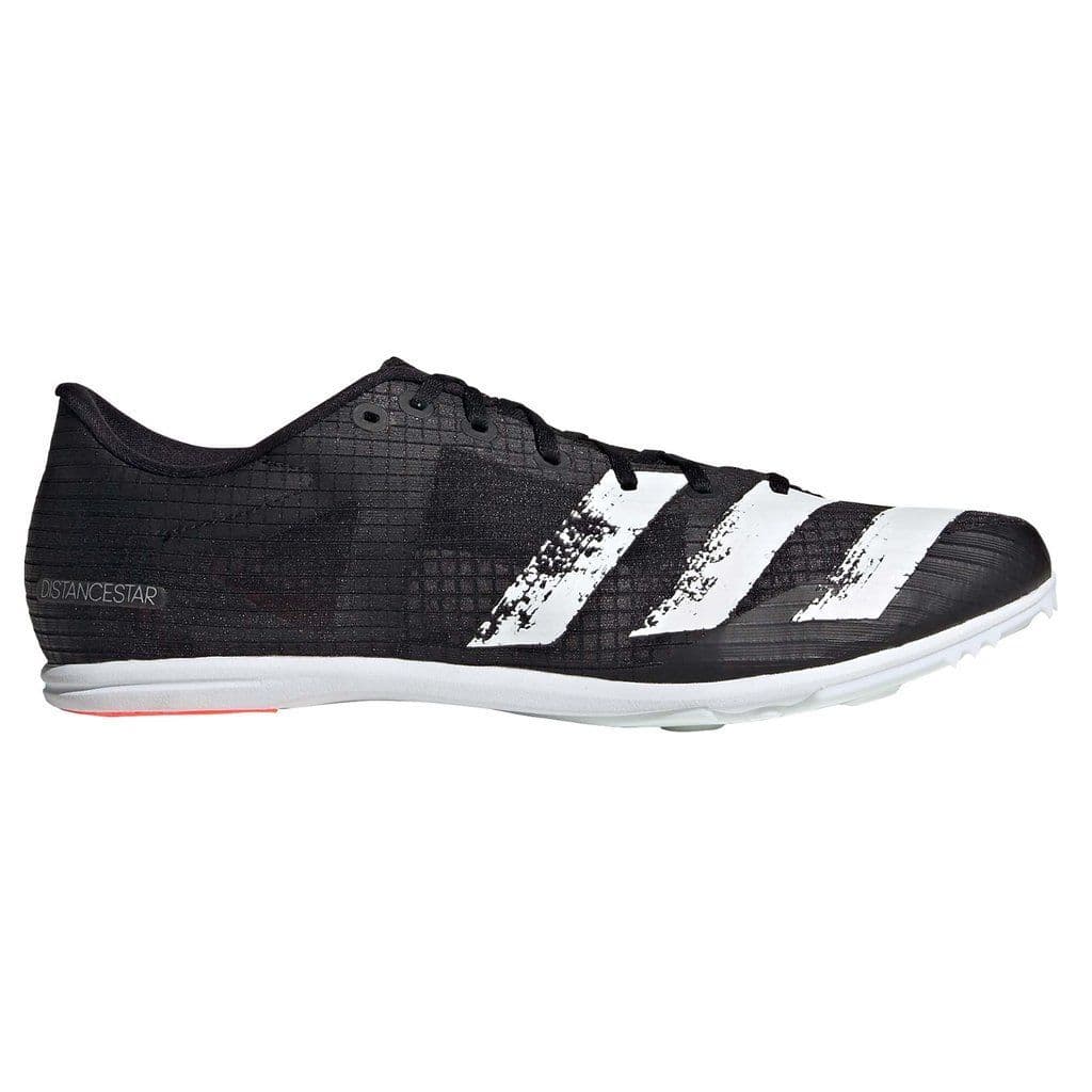 Black with white adidas 3 stripe logo athletics track shoe