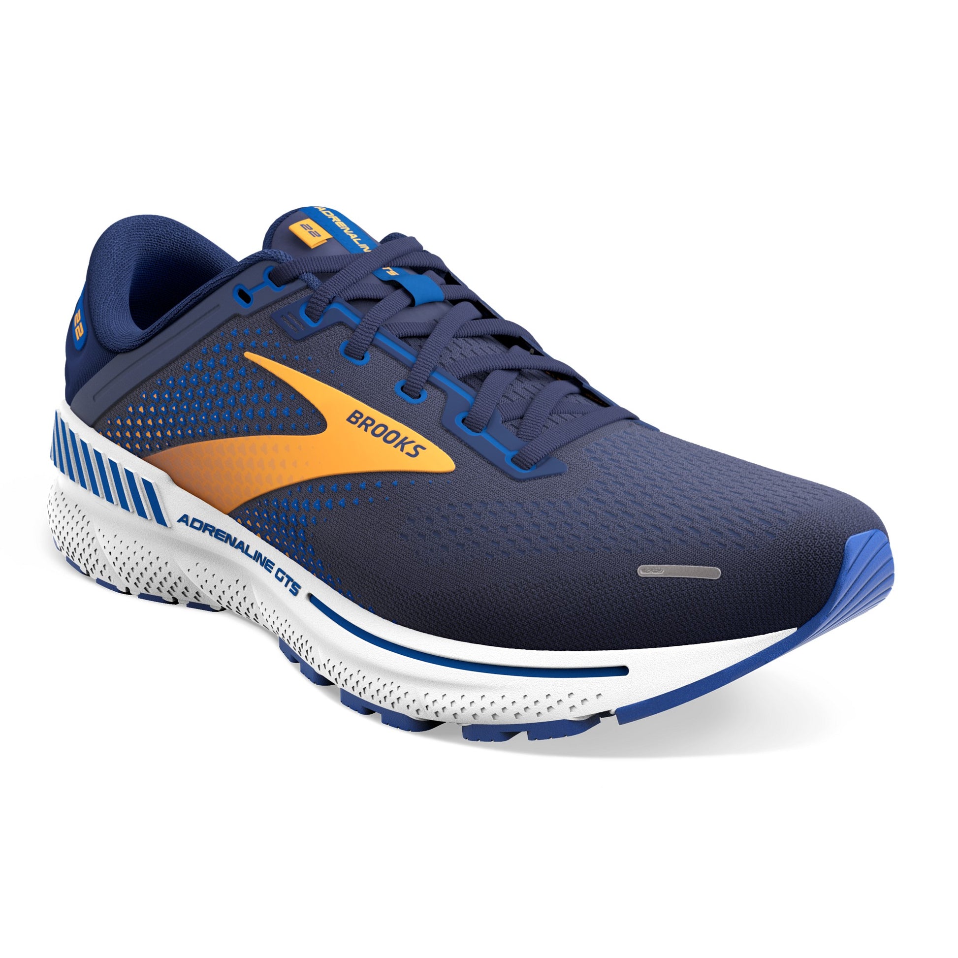 Brooks Men's Adrenaline GTS 22 support running shoe blue, orange, white