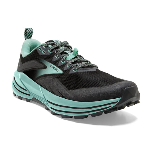 Brooks Cascadia 16 womens trail running shoe, black , gray, blue