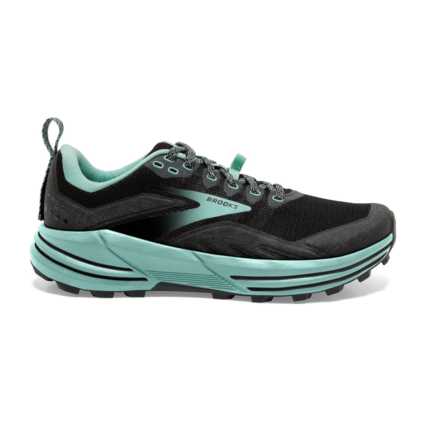 Brooks Cascadia 16 womens trail running shoe, black , gray, blue