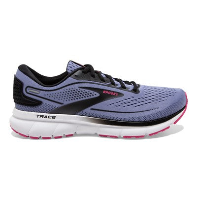 Brooks running shoe for women, black and lilac designs