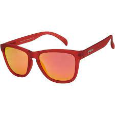 Goodr sunglasses red frames with red orange reflective lens