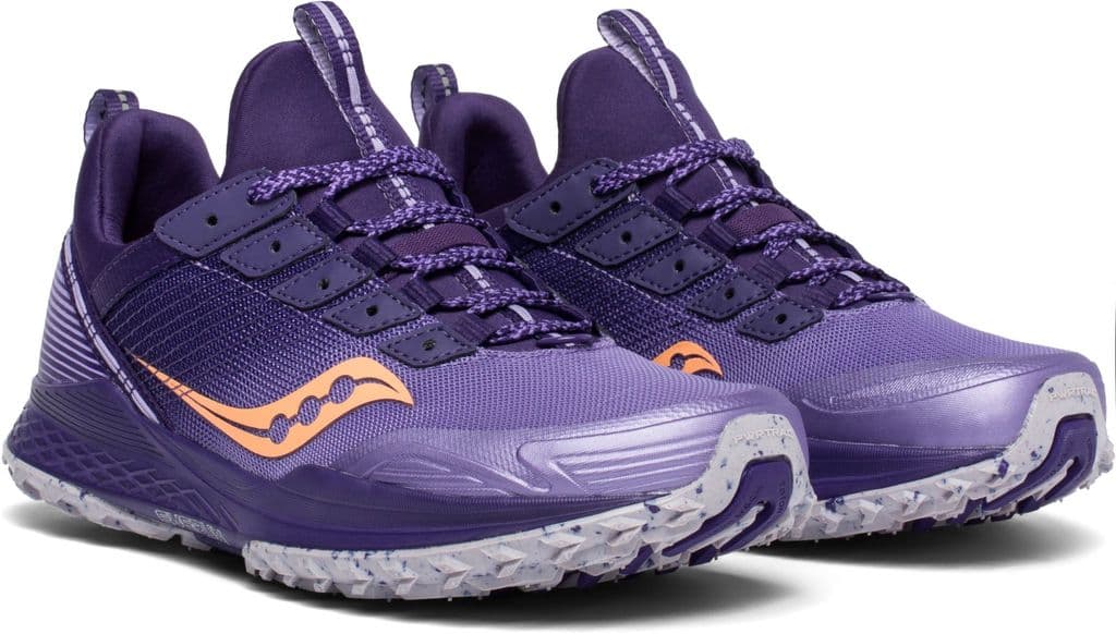 Saucony Womens Mad River TR trail running shoes, purple running shoes, multi terrain running shoes, on road offroad, parkrun shoes