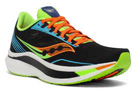 Saucony mens Endorphin Pro running shoes, carbon plated neutral running shoes, marathon half marathon racing shoes, black, orange, green