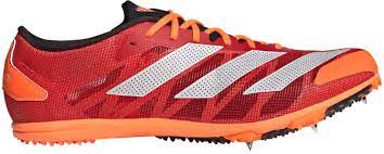 Cross country spikes shoes orange and red design with white logo stripes