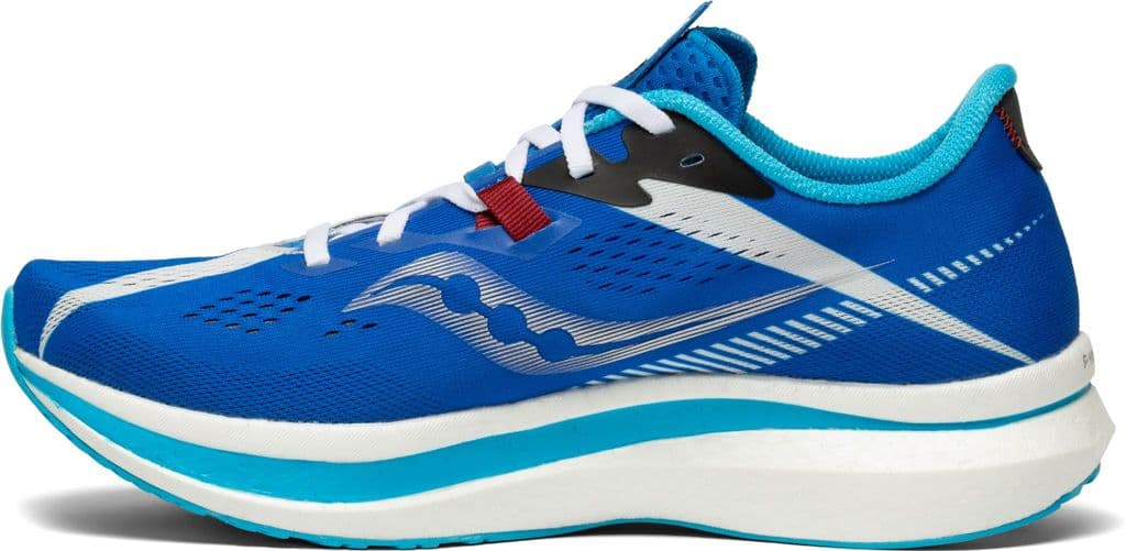 Saucony mens Endorphin Pro running shoes, carbon plated neutral running shoes, marathon half marathon racing shoes, blue